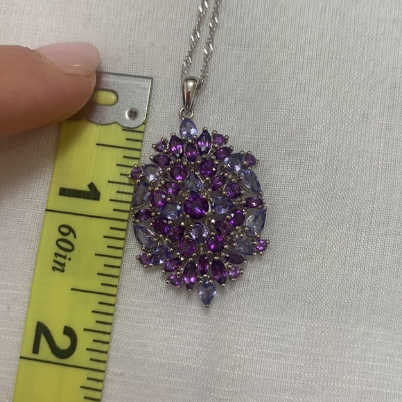 NWT JTV 2.52CTW MIXED SHAPE AFRICAN AMETHYST & 2.14CTW TANZANITE PENDANT W/CHAIN - Picture 4 of 5